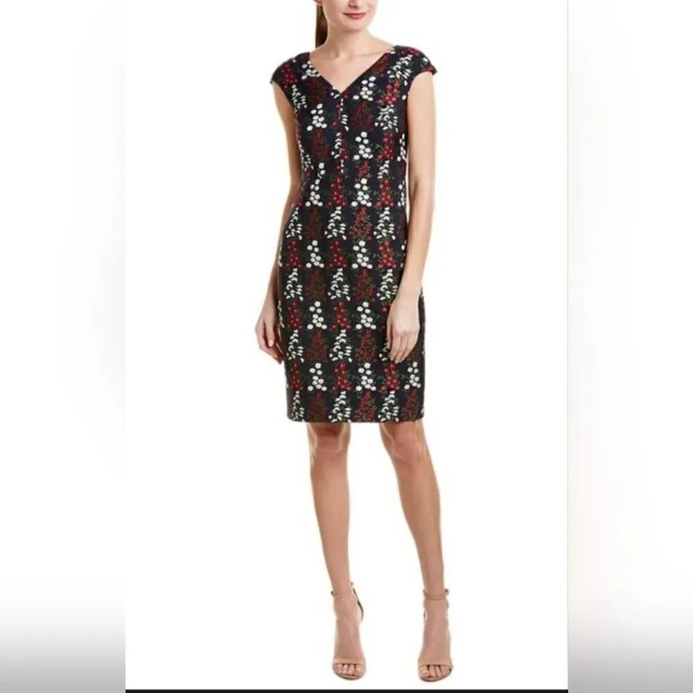 NWT Brooks Brothers Sheath Dress Floral Bellow Knee Sleeveless Embroidered sz 6